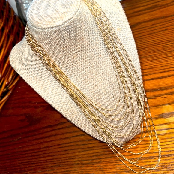 Fourteen Strand Gold Chain Necklace. - Picture 1 of 6